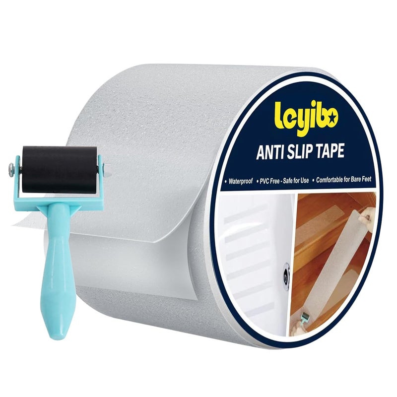 Leyibo Anti Slip Tape Clear Waterproof Outdoor/Indoor, 3" x 35Ft Non Slip Traction Grip Tape for Bathtubs, Boats, Stairs, Pools, Transparent, Soft, Comfortable for Bare Feet (3" X 35') - Image 1
